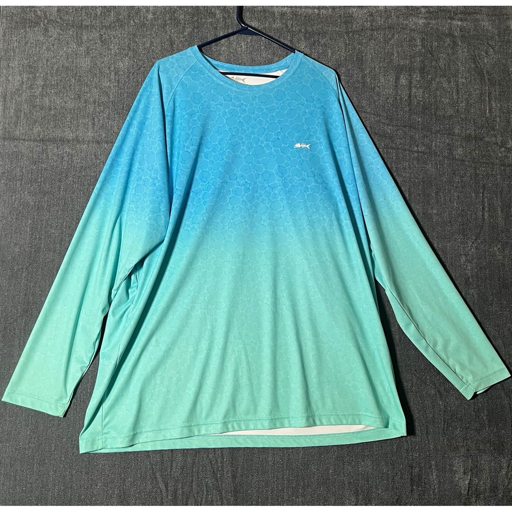 Silver Bait UPF 50+ Men's XXL Long Sleeve Fishing Shirt Blue/Green Fish Logo
